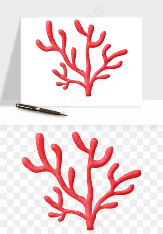 卡通珊瑚海底植物png免抠