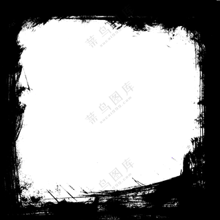 黑白笔触墨迹效果蒙版边框PNG素材