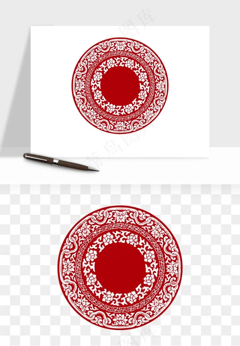 传统窗花剪纸图案png免抠