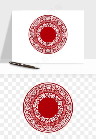 传统窗花剪纸图案png免抠