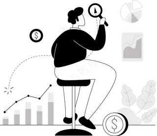 金融分析 商业分析 单色扁平商务插画