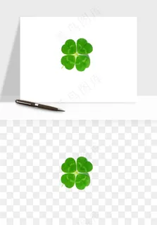 手绘四叶草幸运植物png免抠