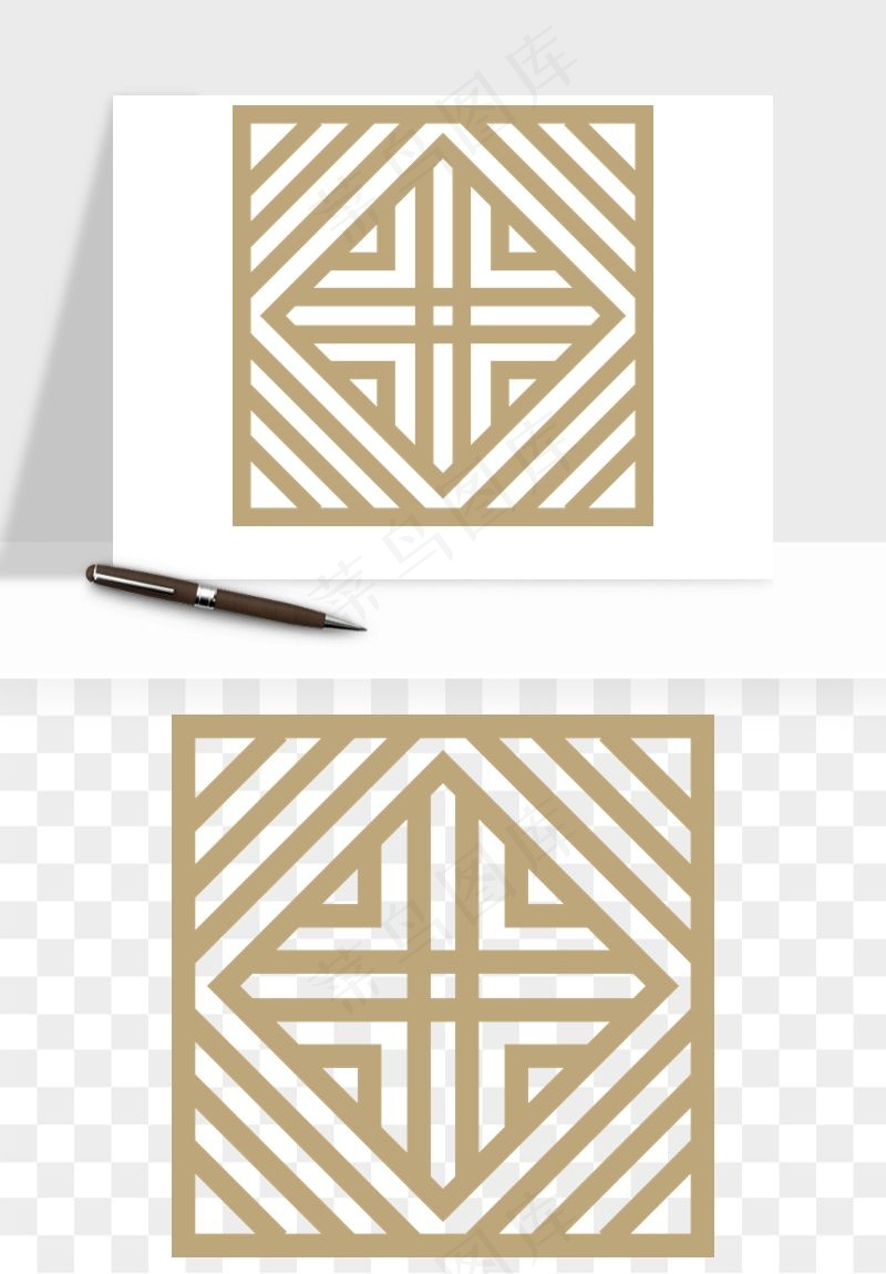 中式镂空古典图案png免抠