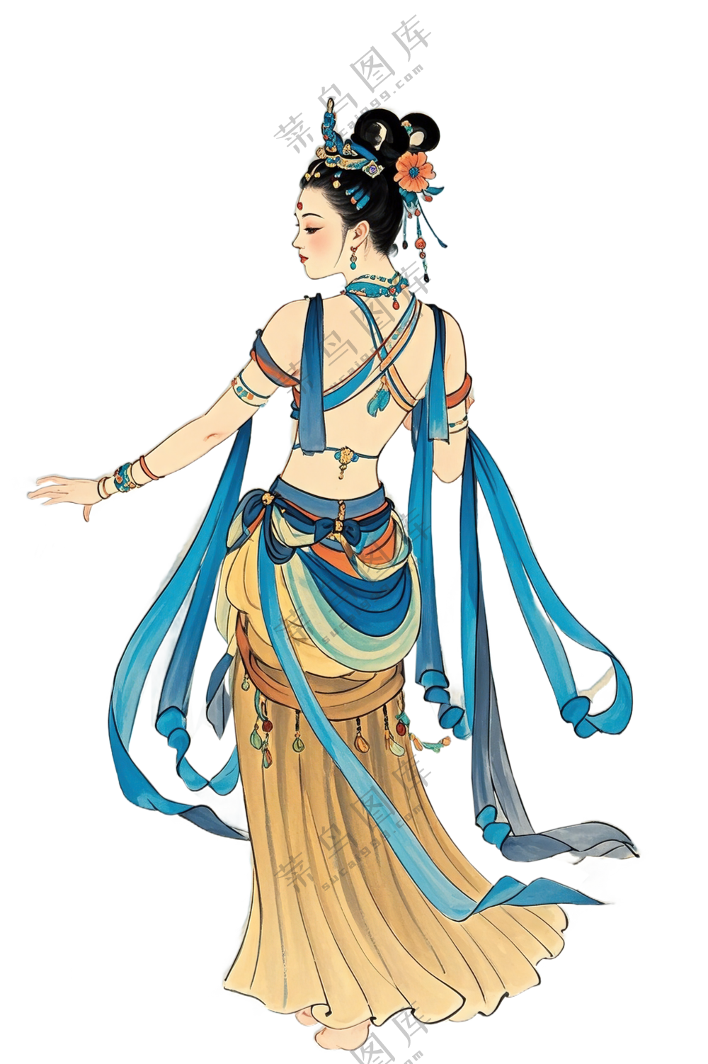 免抠工笔画中国风仙女人物背景