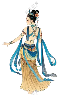 免抠工笔画中国风仙女人物背景