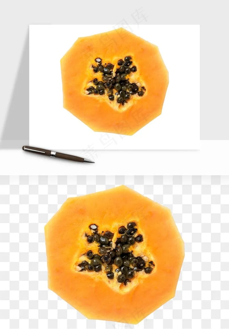 木瓜水果png免抠