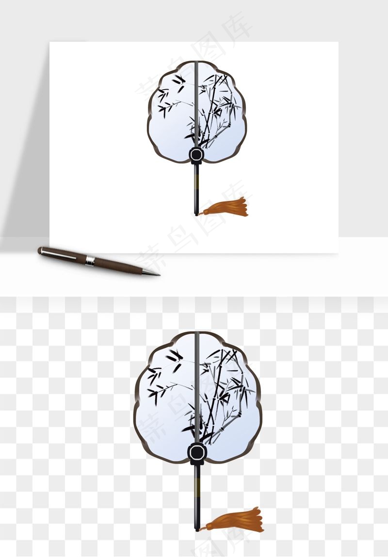 古风扇子元素png免抠