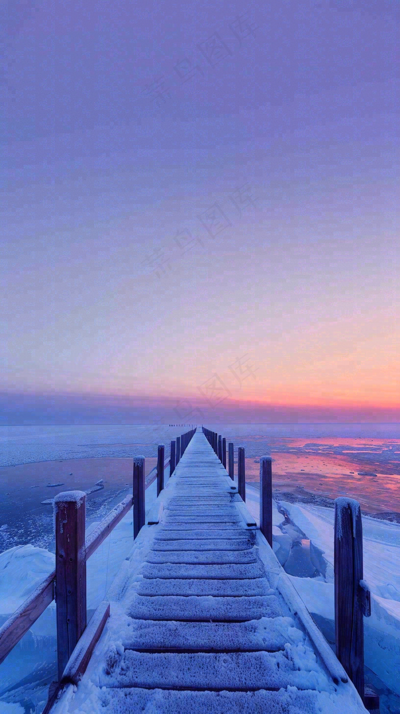 冬天寒冷白雪结冰大寒摄影图