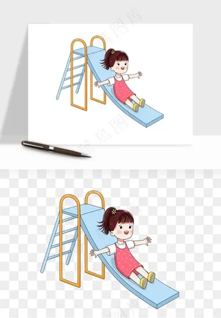 手绘儿童小孩玩耍png免抠