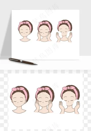 手绘面部人物护肤矢量