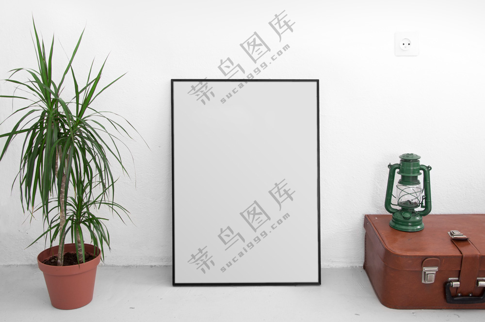 空白窄边框装饰画海报psd样机模板-267