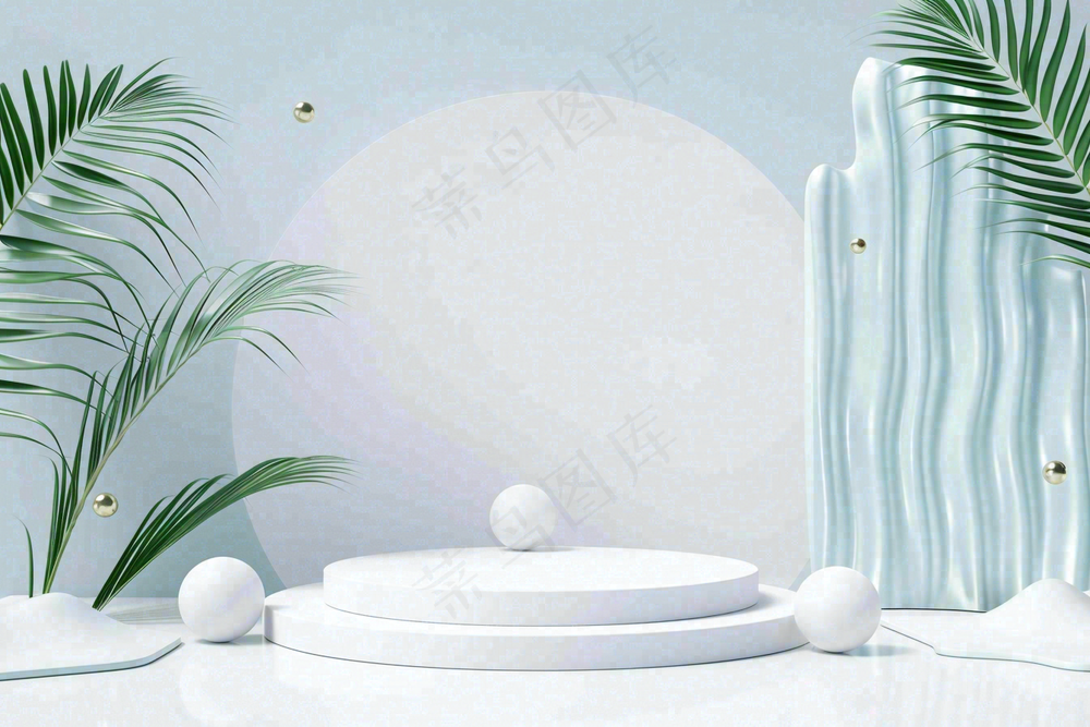 美妆护肤3d展台清新背景