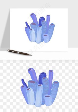 卡通珊瑚海底植物png免抠