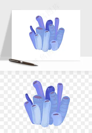 卡通珊瑚海底植物png免抠