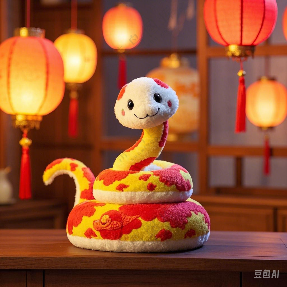 春节 蛇年毛绒蛇生成 