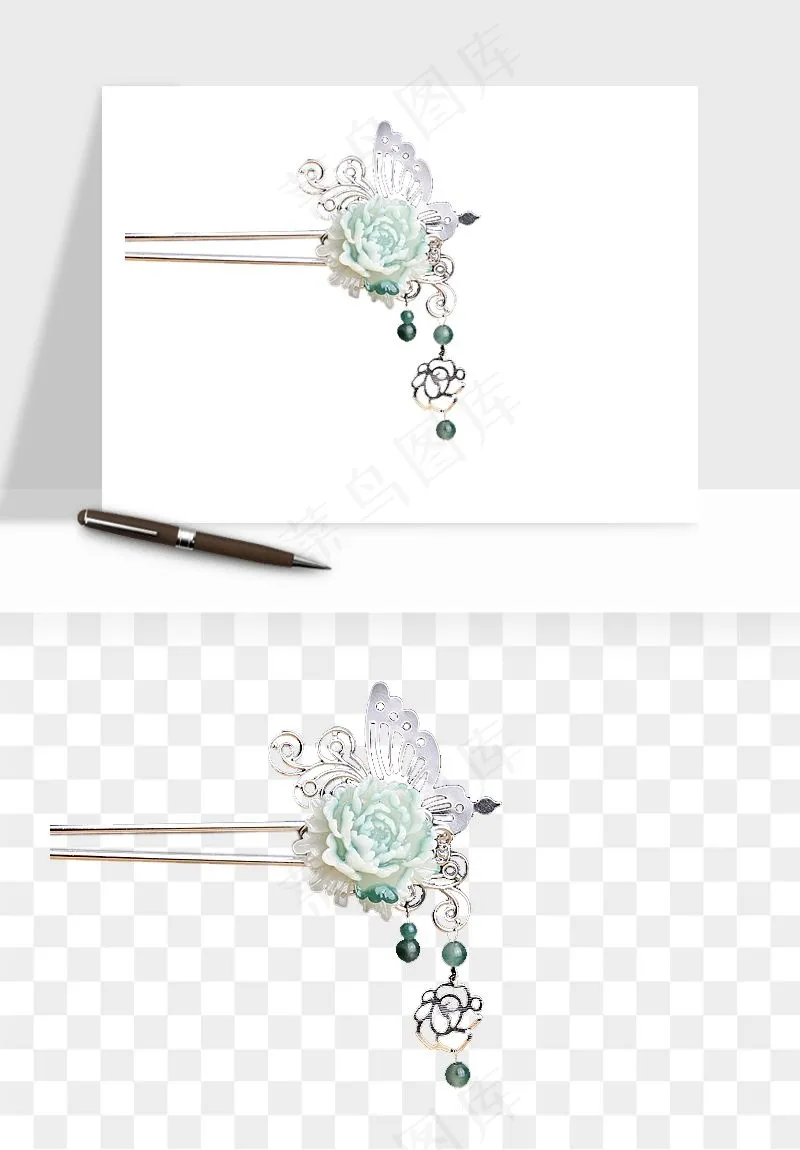 古风发簪头饰配饰png免抠