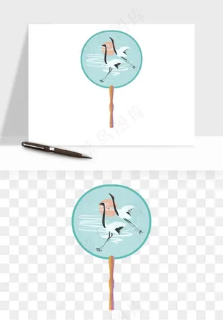 古风扇子元素png免抠