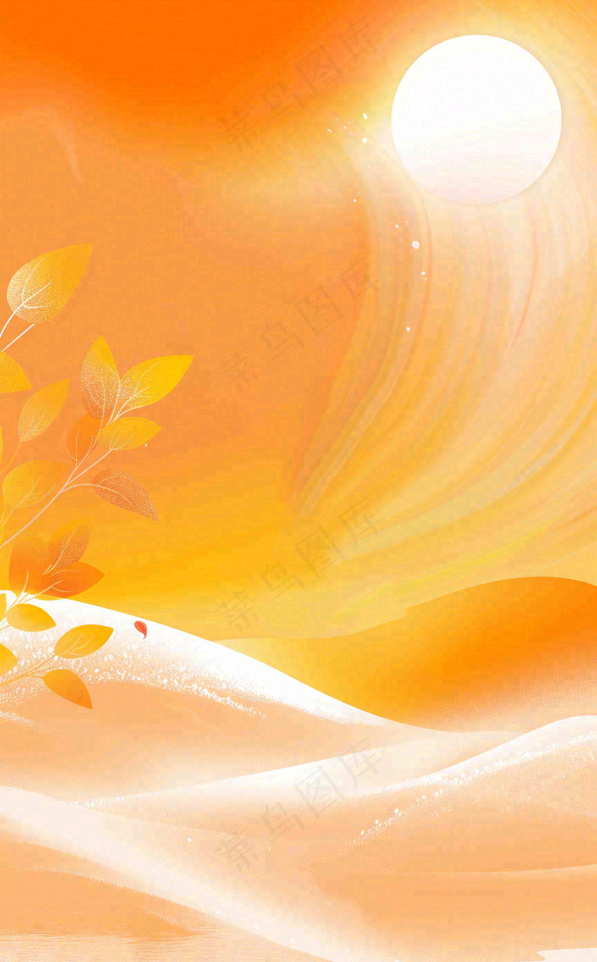 秋天白鹭齐飞黄了树叶重阳节立秋白鹭秋分插画背景