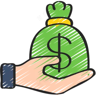 手拿着钱袋 铅笔手绘图标 icon