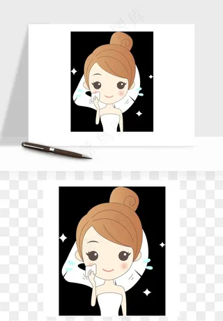 手绘面部人物护肤矢量