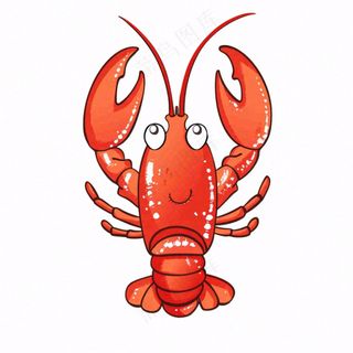 大龙虾海洋海鲜卡通插画免抠