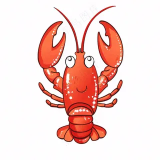 大龙虾海洋海鲜卡通插画免抠