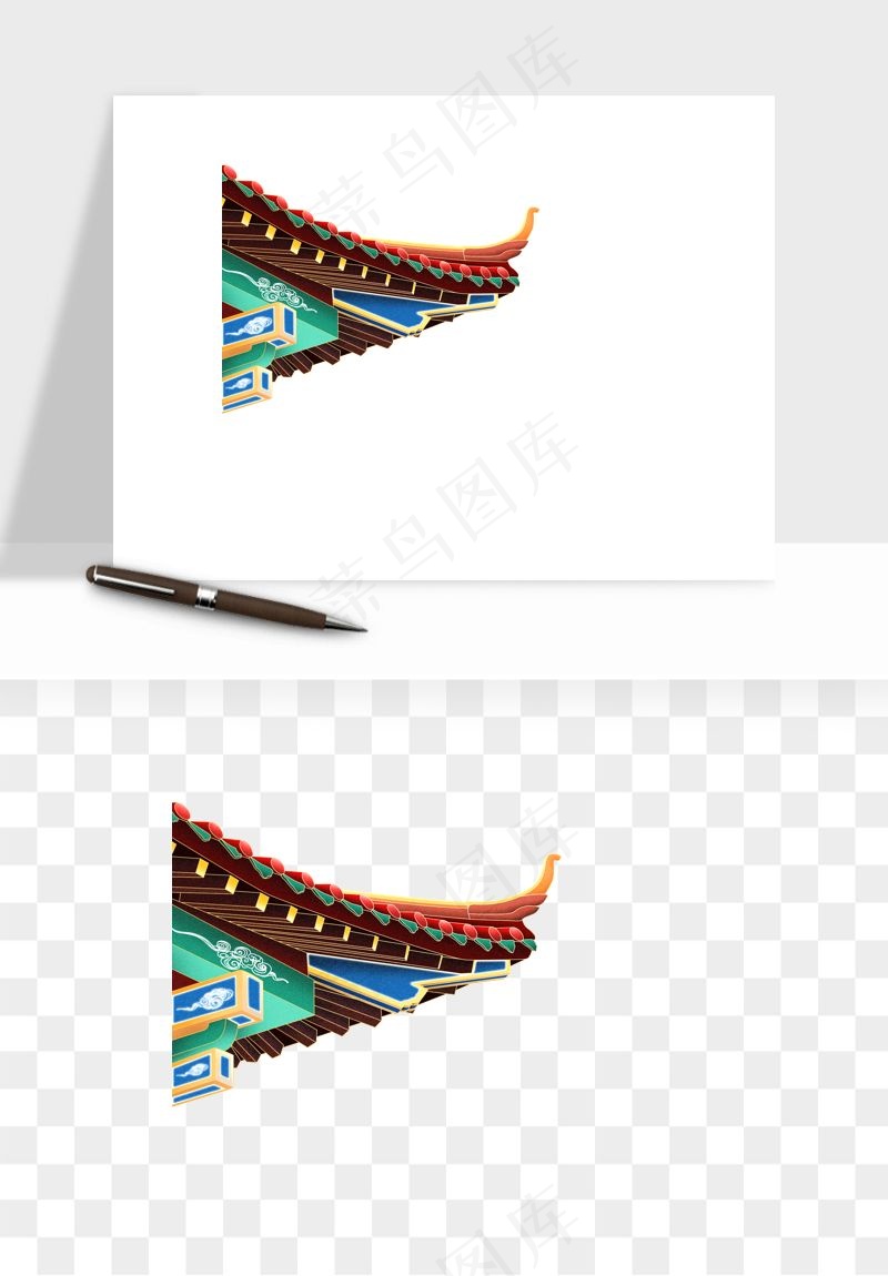 国潮风古建筑古楼古塔鼓楼psd,png免抠图