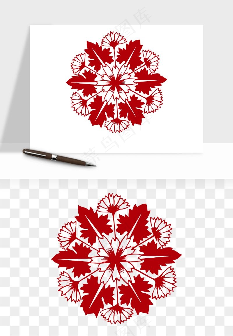 传统窗花剪纸图案png免抠