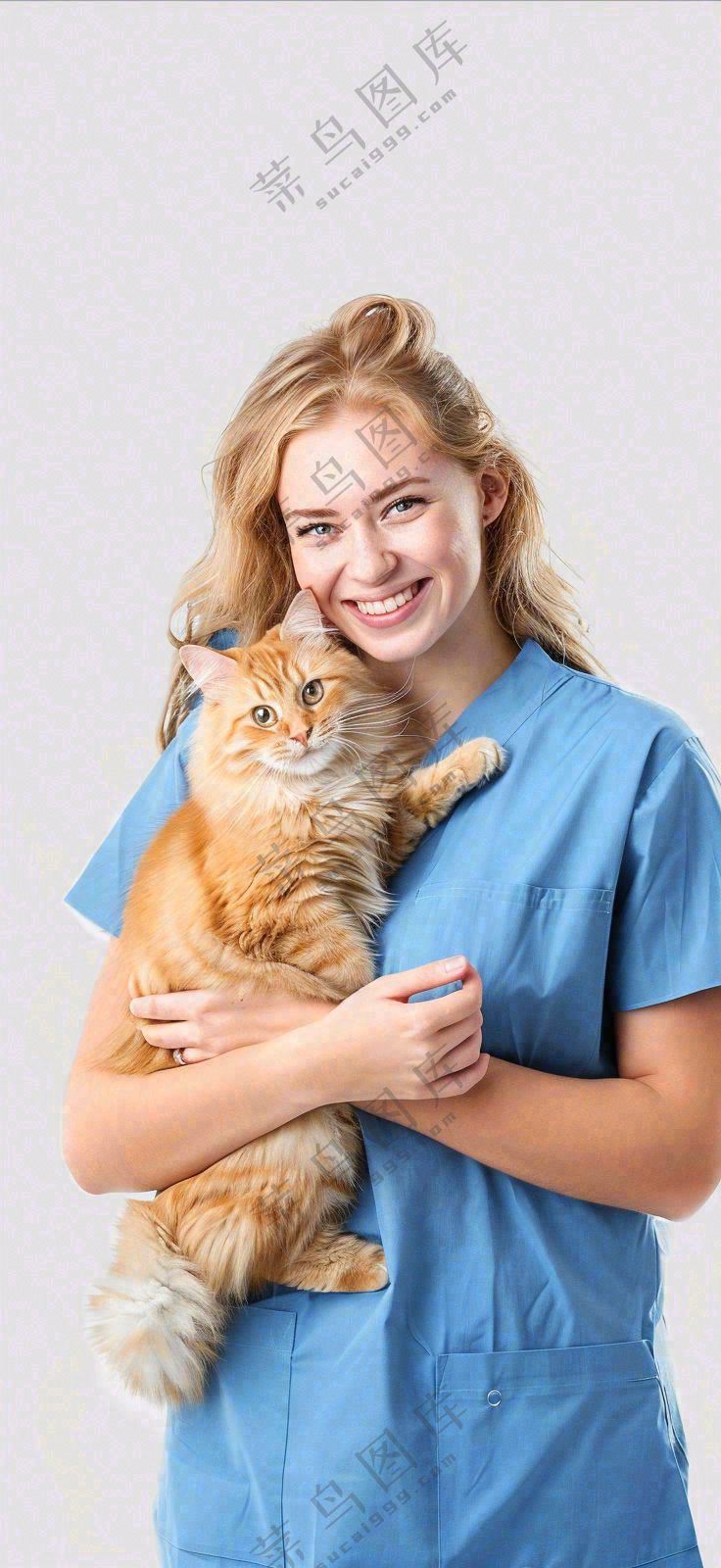 萌宠宠物医院医生抱着猫咪摄影图背景