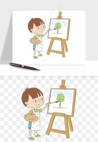 手绘画画少儿兴趣班png免抠