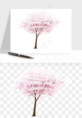 手绘樱花树png免抠