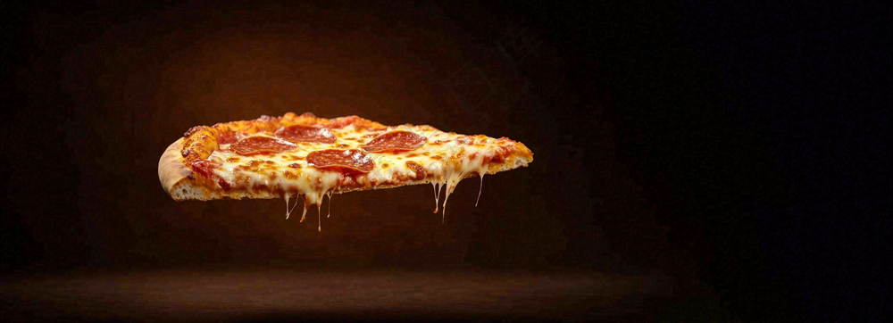 美味的披萨芝士培根腊肠美食摄影图