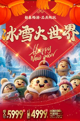 东北旅游电子传单哈尔滨PSD分层素材海报