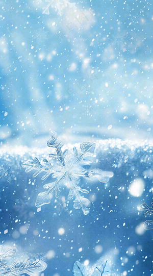冬天白雪覆盖寒冷唯美雪景大寒插画背景