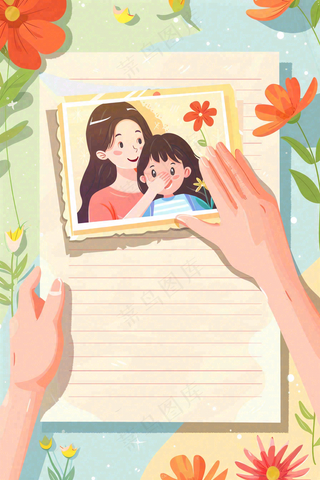 母亲节信封插画写信亲情创意插画背景
