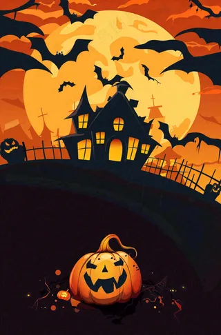 万圣节南瓜灯捣蛋恐怖背景