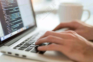 工作商务电脑咖啡摄影图