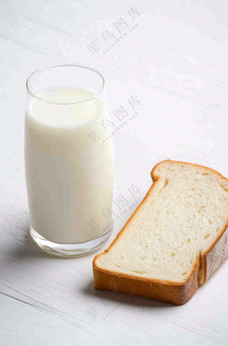 营养美味早餐面包吐司牛奶摄影图