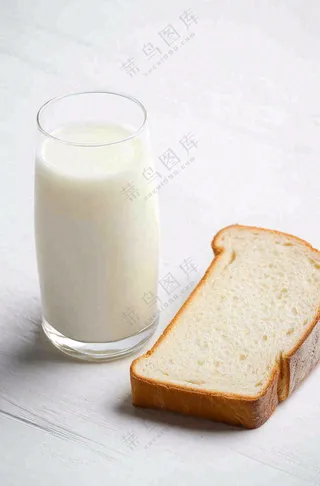 营养美味早餐面包吐司牛奶摄影图