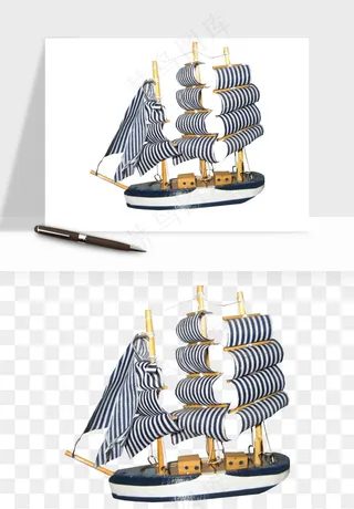 手绘航行帆船png免抠