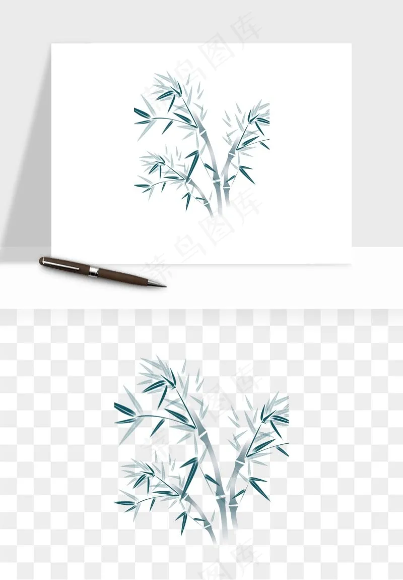 手绘竹子竹叶png免抠