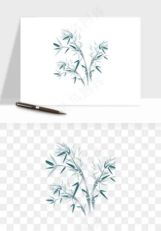 手绘竹子竹叶png免抠