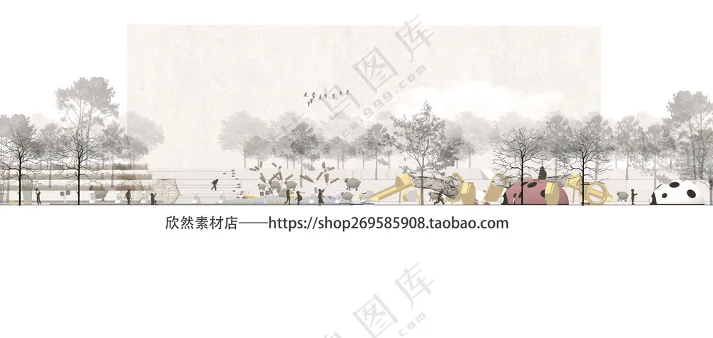 儿童活动场地剖面素材