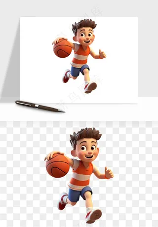 立体篮球人物png免抠