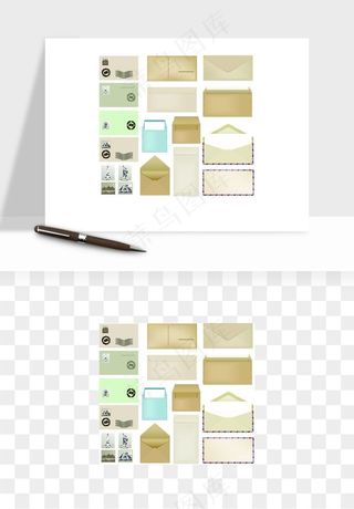 明信片信封邮票矢量