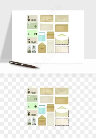 明信片信封邮票矢量