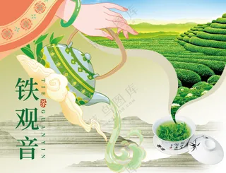 铁观音茶艺文化品茶国潮海报