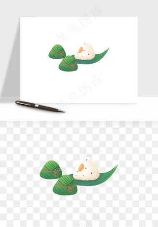 国潮粽子手绘肉粽png免抠