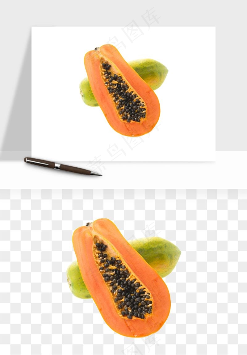 木瓜水果png免抠