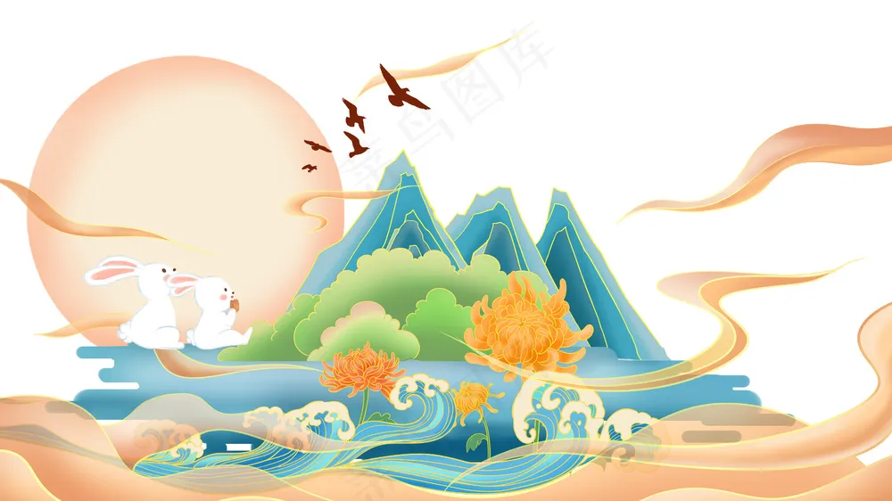 中秋节元素活动海报